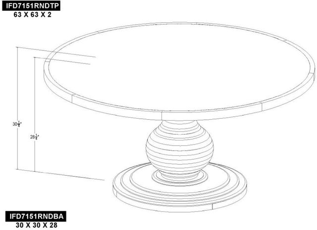 International Furniture Direct Lumiere Gray with Matte Acrylic Top Pedestal Dining Table with Brown Base-1