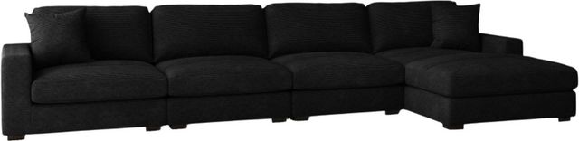 Elements International Arizona 4-Piece Steno Black Right-Arm Facing Sectional and Chaise-0