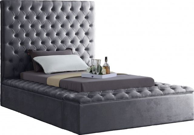 Meridian Furniture Bliss Grey Velvet Twin Bed-1