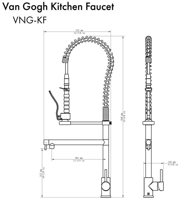 ZLINE Van Gogh Chrome Pull Down Spring Kitchen Faucet with Pot Filler-1