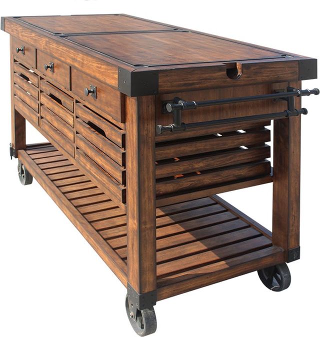 ACME Furniture Kaif Distressed Chestnut Kitchen Cart-3