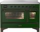 Ilve® Majestic III 48" Emerald Green Pro Style Induction Range with Triple Glass Door and Burnished Trim-0