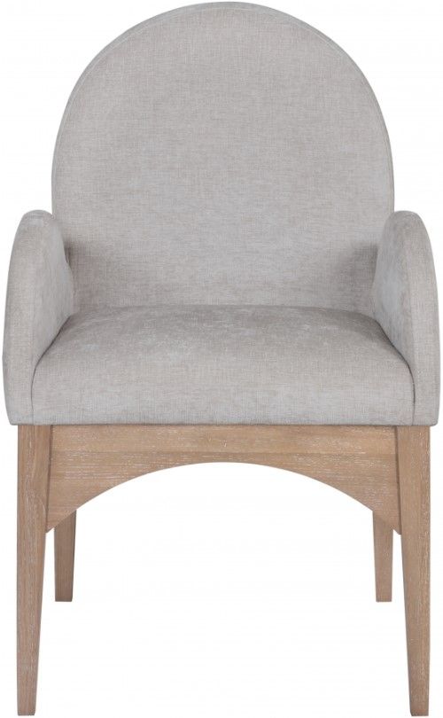 Meridian Furniture Waldorf Gray/Natural Chenille Upholstered Dining Arm Chair-1