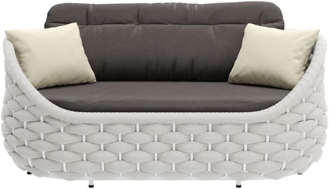 Zuo® Modern Coral Reef Gray/White Aluminum Outdoor Loveseat -1