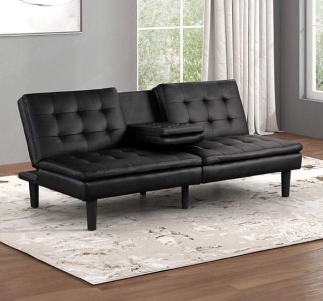 Furniture of America® Eidsberg Black Futon Sleeper Sofa-1