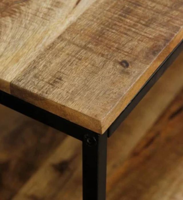 StyleCraft Chattercut Medium Natural Rectangle Coffee Table with Black Frame-1