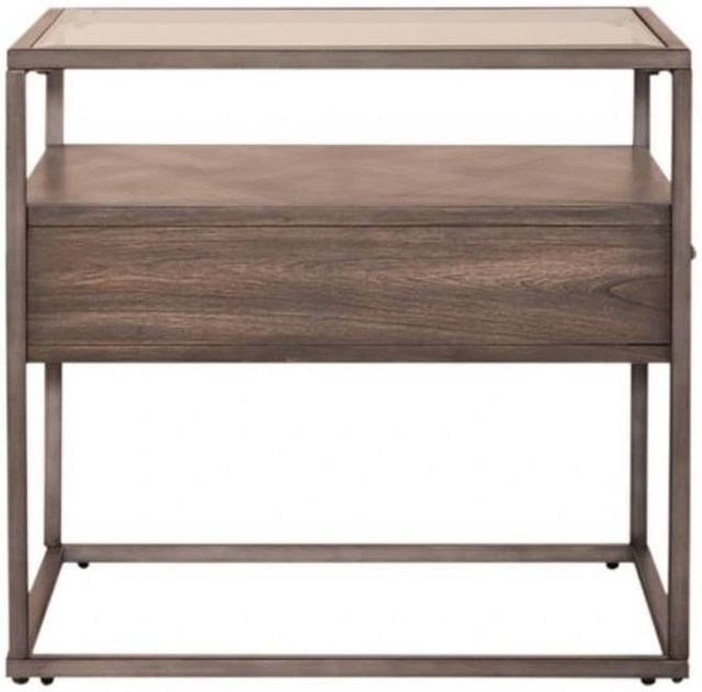 Liberty Furniture Jamestown Glass Top End Table with Tobacco Base-3