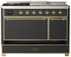 Ilve® Majestic III 48" Graphite Matte Pro Style Dual Fuel Natural Gas Range with French Top and Brass Trim-2