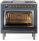 Ilve® Nostalgie II Series 36" Blue Gray Pro Style Dual Fuel Range-4