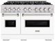 ZLINE Classic 48" Satin Stainless Steel Pro Style Gas Range with White Matte Door-0