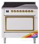 Ilve® Nostalgie II Noblesse 36'' Custom RAL Color Pro Style Induction Range with Brass Trim-0