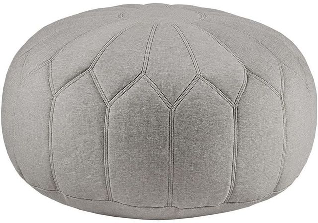 Olliix by Madison Park Grey Kelsey Round Pouf Ottoman-0
