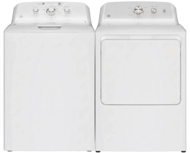 GE® White Agitator Top Load Washer & Electric Dryer Laundry Pair-0