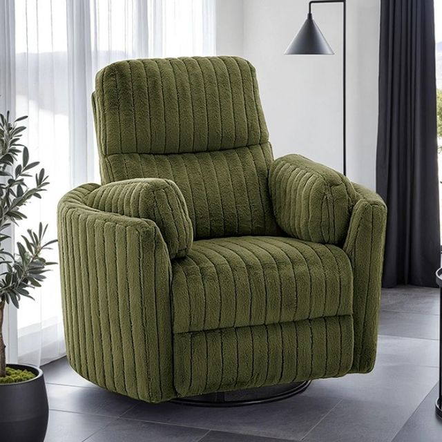 Furniture of America® Belper Olive Green Power Glider Recliner with Swivel-1