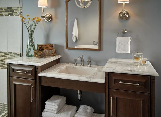 Delta Cassidy® Stainless Widespread Bathroom Faucet - Less Handles-4