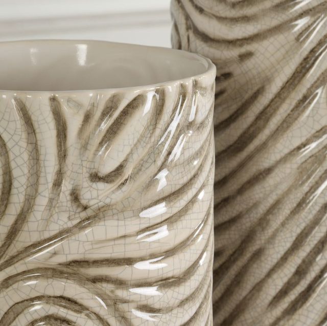 Uttermost® Timber 2-Piece Brown/White Swirl Vase Set-3