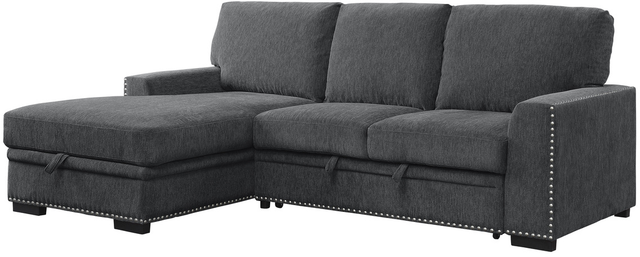 Homelegance® Morelia 2-Piece Dark Gray Left-Arm Facing Pull-out Sleeper Sectional and Chaise-2