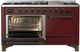 Ilve® Majestic III 60" Burgundy Pro Style Dual Fuel Natural Gas Range with Solid Door and Burnished Trim-2