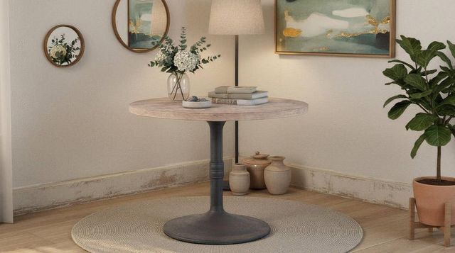Nest Home Collections Sadie Medium Gray 48" Round Counter Table with Iron Base-1