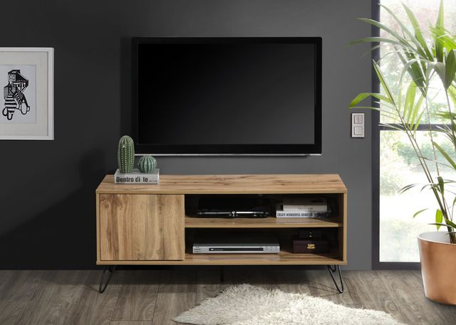 Milton Green Stars Oak Faux Wood 47" Hairpin Leg TV Stand-0