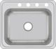 Elkay Celebrity® Brushed Satin 25" x 22" x 7" 4-Hole Single Bowl Drop-In Sink-1