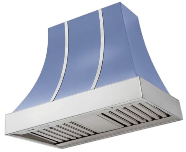 AGA Cascade 36" Carnaby Blue Wall Mounted Range Hood  with Polished Chrome Trim-0
