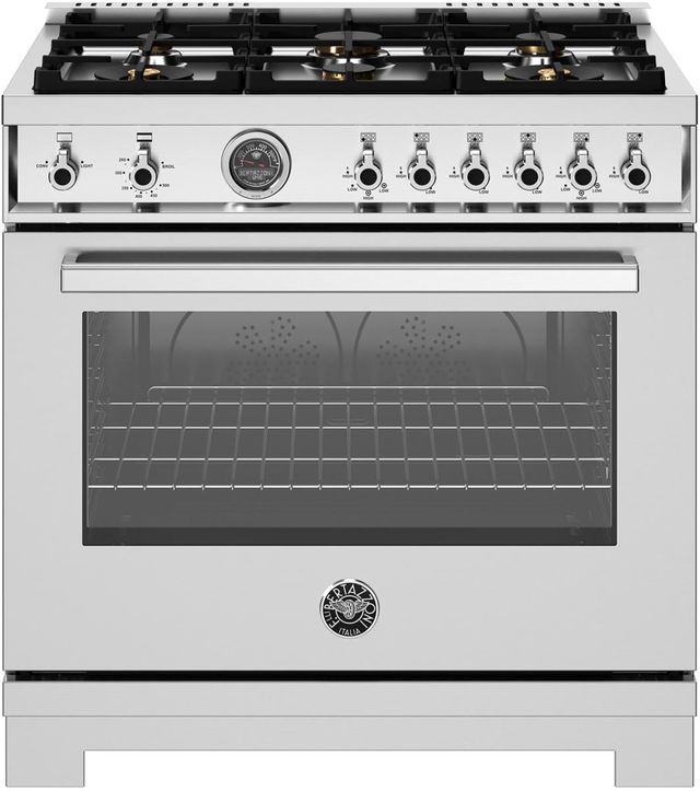 Bertazzoni Professional Series 36" Fingerprint Resistant Stainless Steel Pro Style Gas Range-0