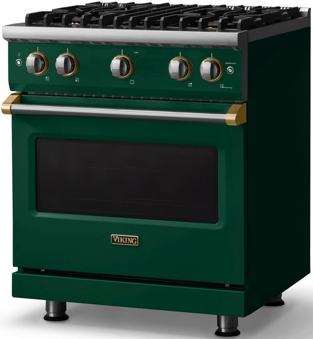 Viking® 5 Series 30" Ivy Pro Style Gas (LP) Range with Brushed Brass Trim-2