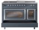 Ilve® Nostalgie II Noblesse 48'' Blue Gray Pro Style Dual Fuel Range with Chrome Trim-3