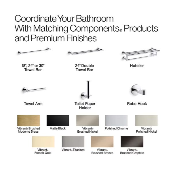 KOHLER® Components® Vibrant Titanium 30" Towel Bar-4