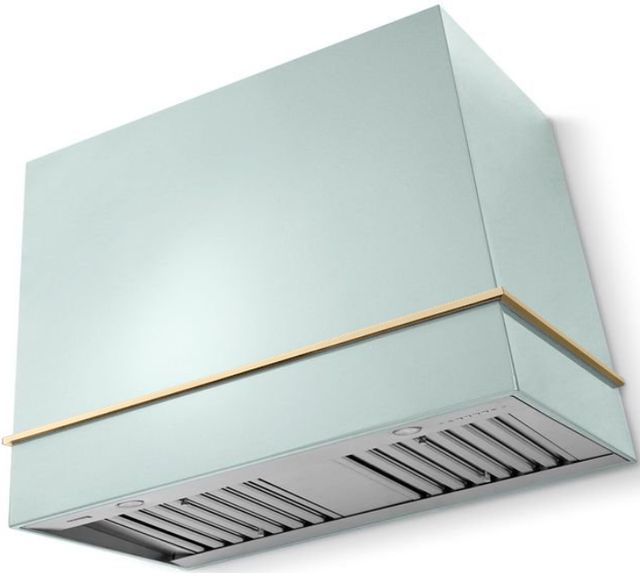 La Cornue CornuFé Loge 44" Roquefort Wall Mounted Range Hood with Polished Brass Trim-0