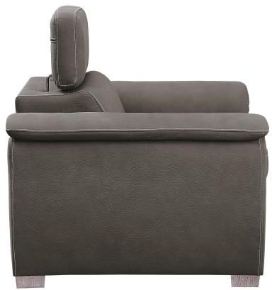 Mazin Furniture Ferriday Taupe Chair With Adjustable Headrest And Pull-Out Ottoman-1