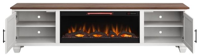 Legends Home Real Cozy Liberty Bourbon/Jasmine White 95" Fireplace Console-4