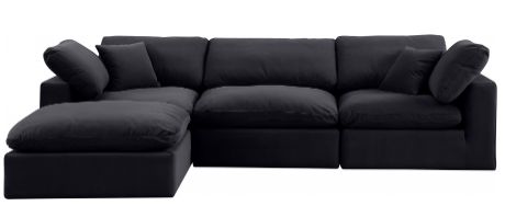 Meridian Furniture Comfy 119" 4-Piece Black Velvet Sofa Sectional-3