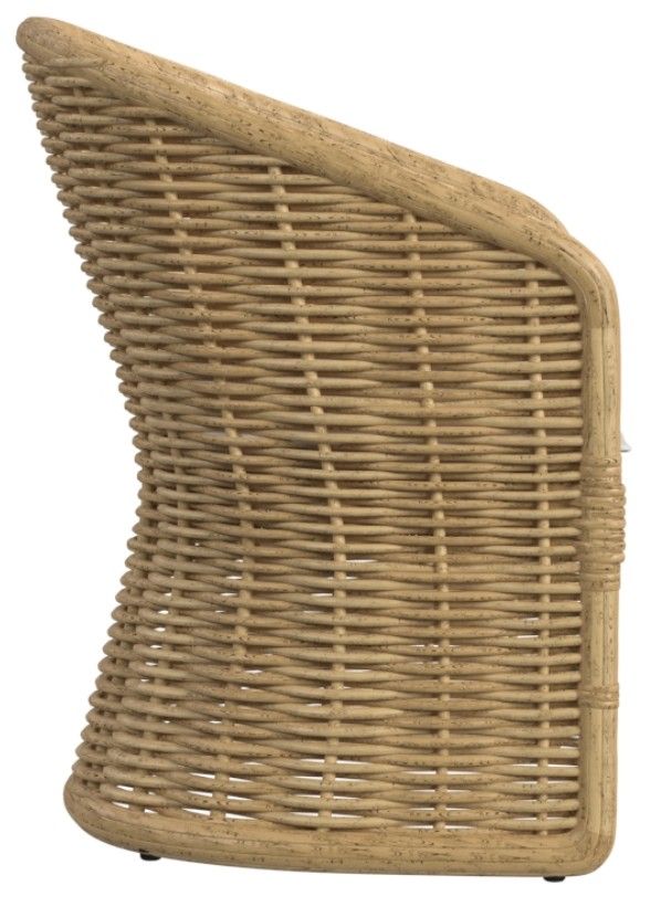 Sunset West Playa Natural Resin Wicker Outdoor Dining Arm Chair with Soothe Pearl Cushion-2