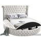 Meridian Furniture Luxus Cream Queen Upholstered Sleigh Storage Bed-2