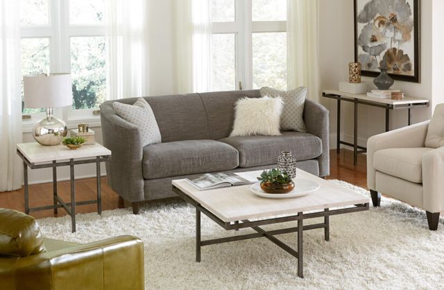 Hammary® East Park White Rectangular End Table with Gunmetal Base-1