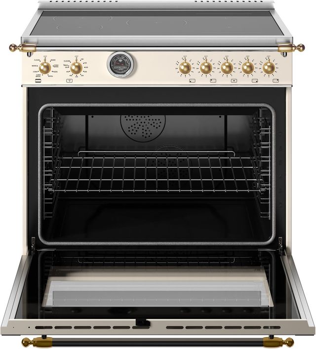 Bertazzoni Heritage Series 36" Fingerprint Resistant Avorio Pro Style Induction Range with Gold Accents-1