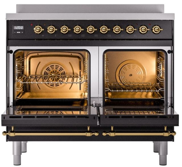 Ilve® Nostalgie II Series 40" Glossy Black Pro Style Induction Range-1