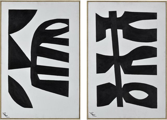 Renwil® Rockwell Set of 2 Black and White Paintings-0