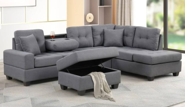 Milton Greens Stars 3-Piece Dark Gray Reversible Sectional with Ottoman-2