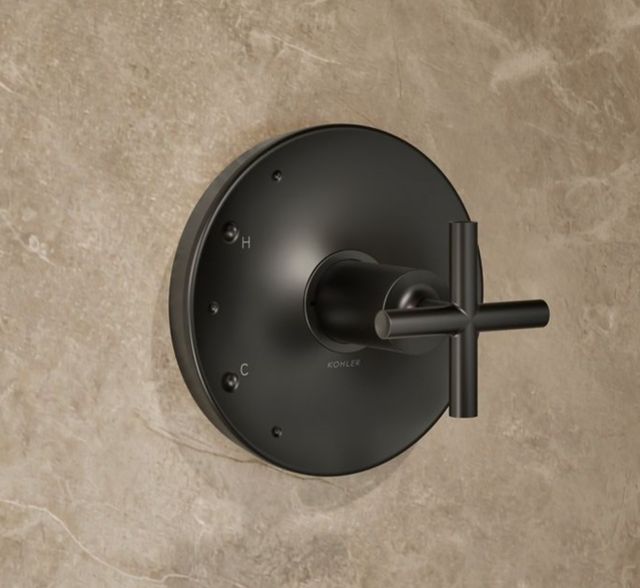 KOHLER® Purist® Rite-Temp® Matte Black 1.75 GPM Shower Trim Kit with Cross Handle-3