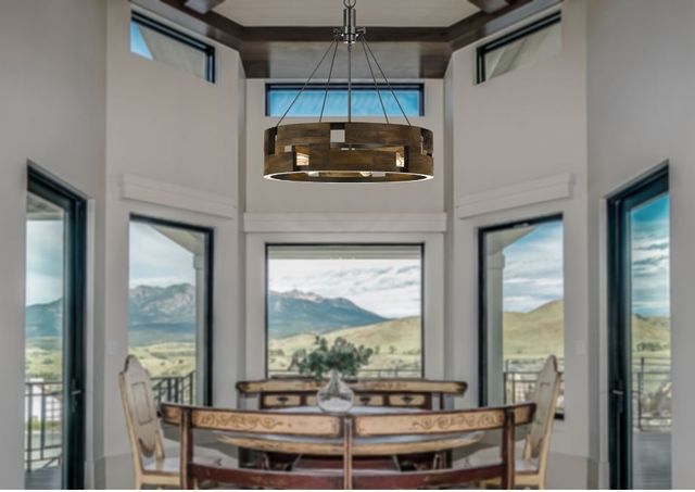 Cal® Lighting & Accessories Bradford Smoky Wood Chandelier-1