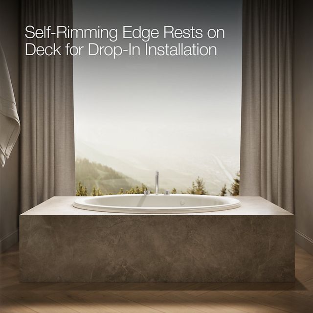 KOHLER® Sunward® Biscuit 60" x 42" Drop-In Whirlpool Bath-2
