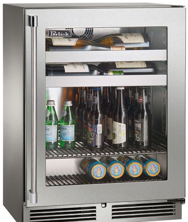 Perlick® Marine & Coastal Series 24" 3.1 Cu. Ft. Panel Ready Glass Door Built-In Beverage Center-0