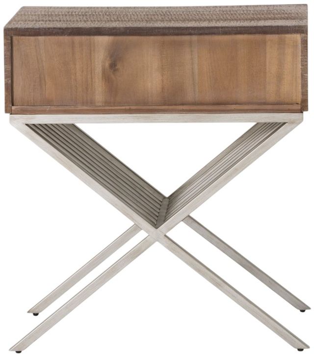 Michael Amini® Hudson Ferry Driftwood/Silver Side Table-3