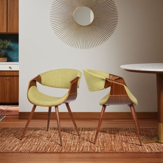 Armen Living Butterfly Green/Walnut Dining Arm Chair-1