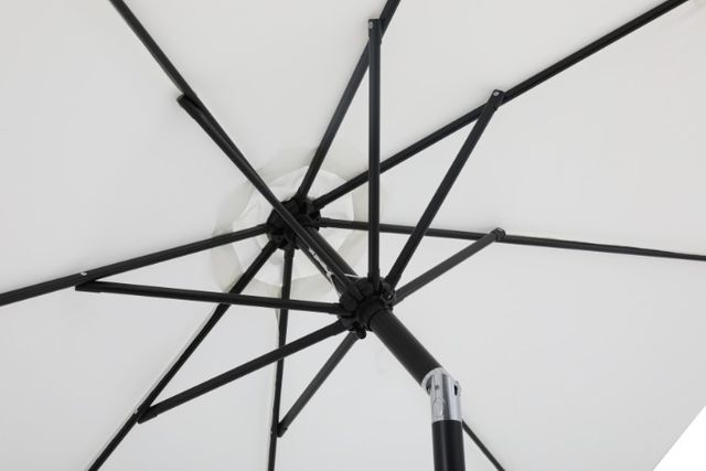 Meridian Furniture Fiji Matte Black/Teak/White Aluminum Outdoor Patio Umbrella and Round Base-4