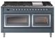 Ilve® Nostalgie II Noblesse 60'' Blue Gray Pro Style Dual Fuel Range with Chrome Trim-0