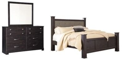 Signature Design by Ashley® Reylow 3-Piece Dark Brown King Poster Bed Set-0